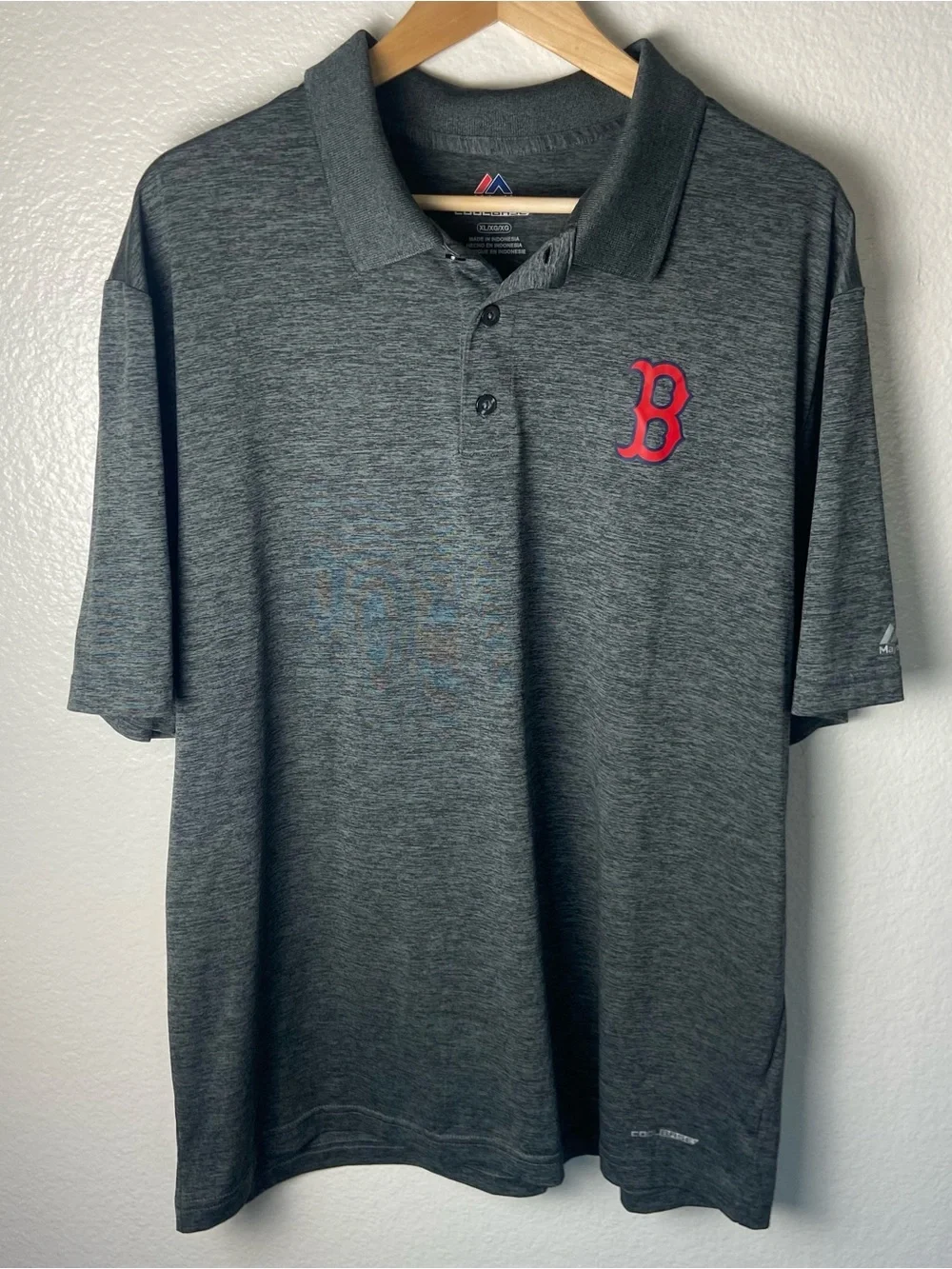 Majestic Heather Gray Polo with Red 'B' Logo